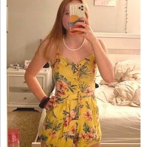 hollister yellow hawaiian romper